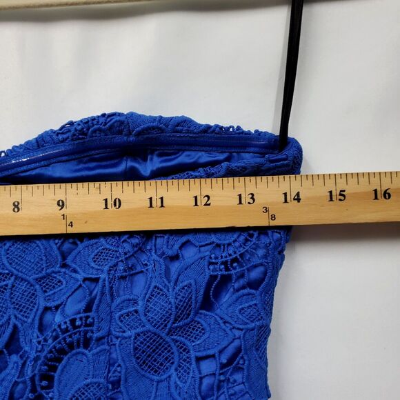 Boston Proper Sheer Mesh Illusion Black Blue Lace Maxi Dress Strapless Size 0 - Picture 12 of 16